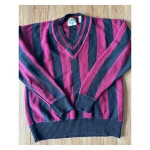 Brad Richards Vintage Stiped V Neck Sweater Size Medium